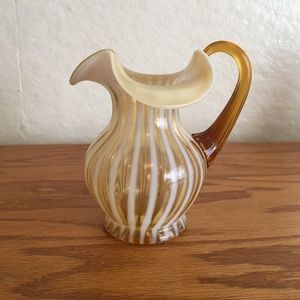 Fenton Amber and white pitcher